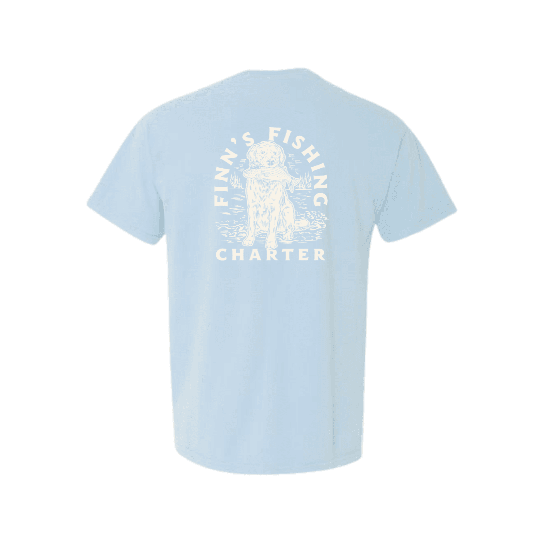 Finn’s Summer Golden Retriever Pocket T-Shirt - Finn's Fishing Charter
