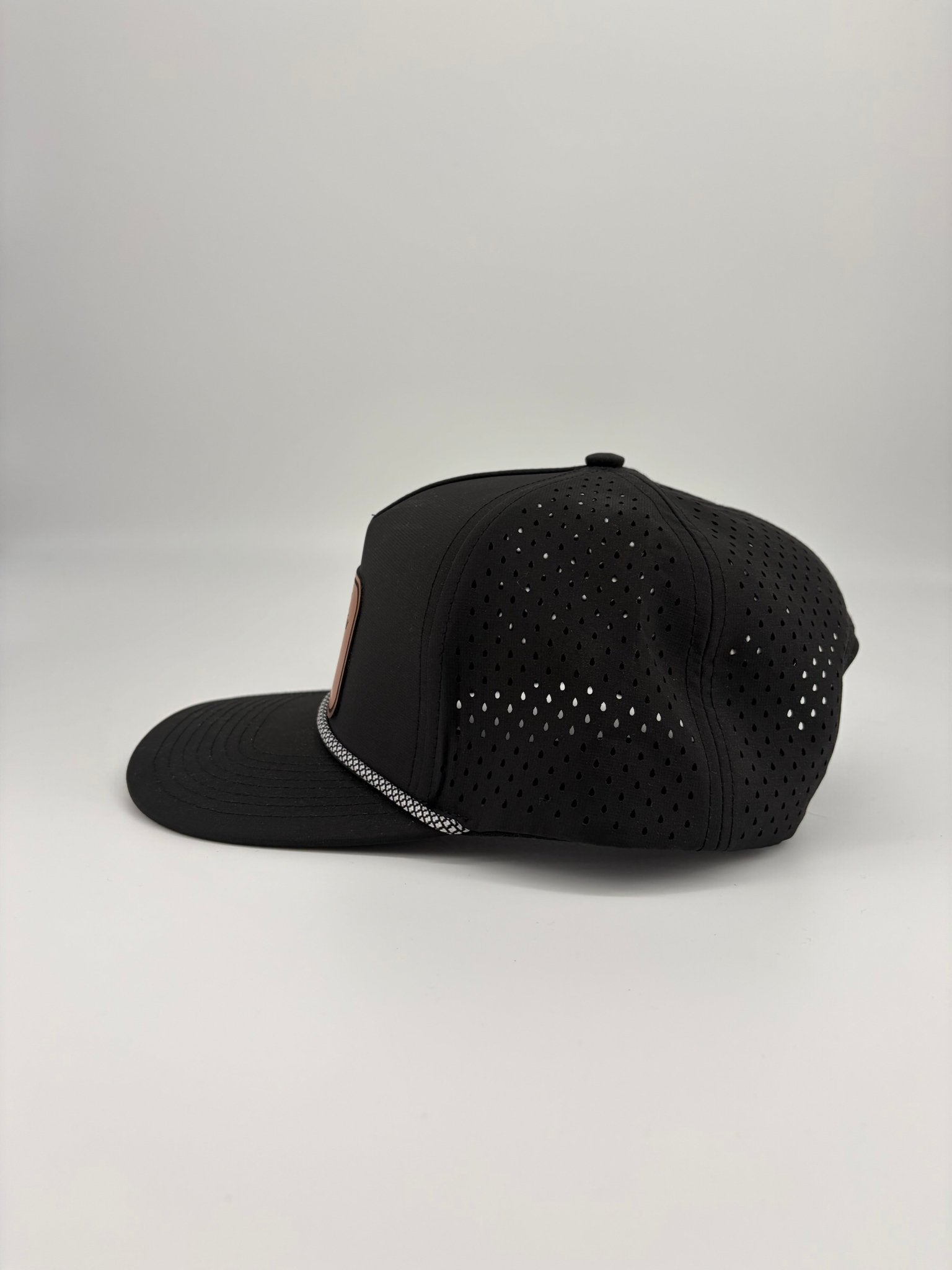 Original Finns Blackhawk Leather Logo Trucker Hat – Black - Finn's Fishing Charter