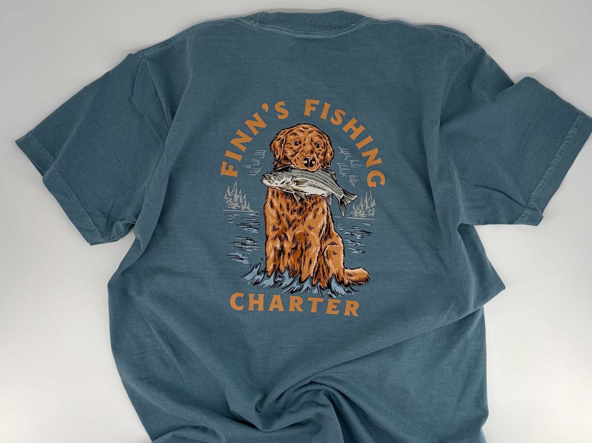 Original Finns Heritage Golden Retriever Pocket T-Shirt - Finn's Fishing Charter